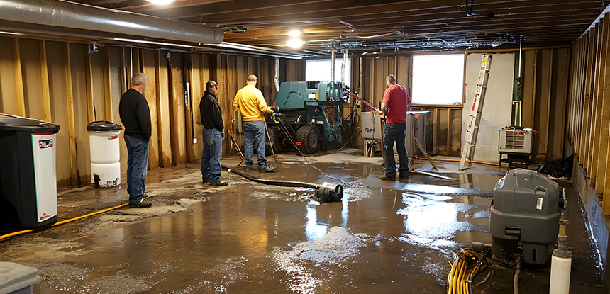 Cleaning Sewage From Basement Floor in Powder Springs